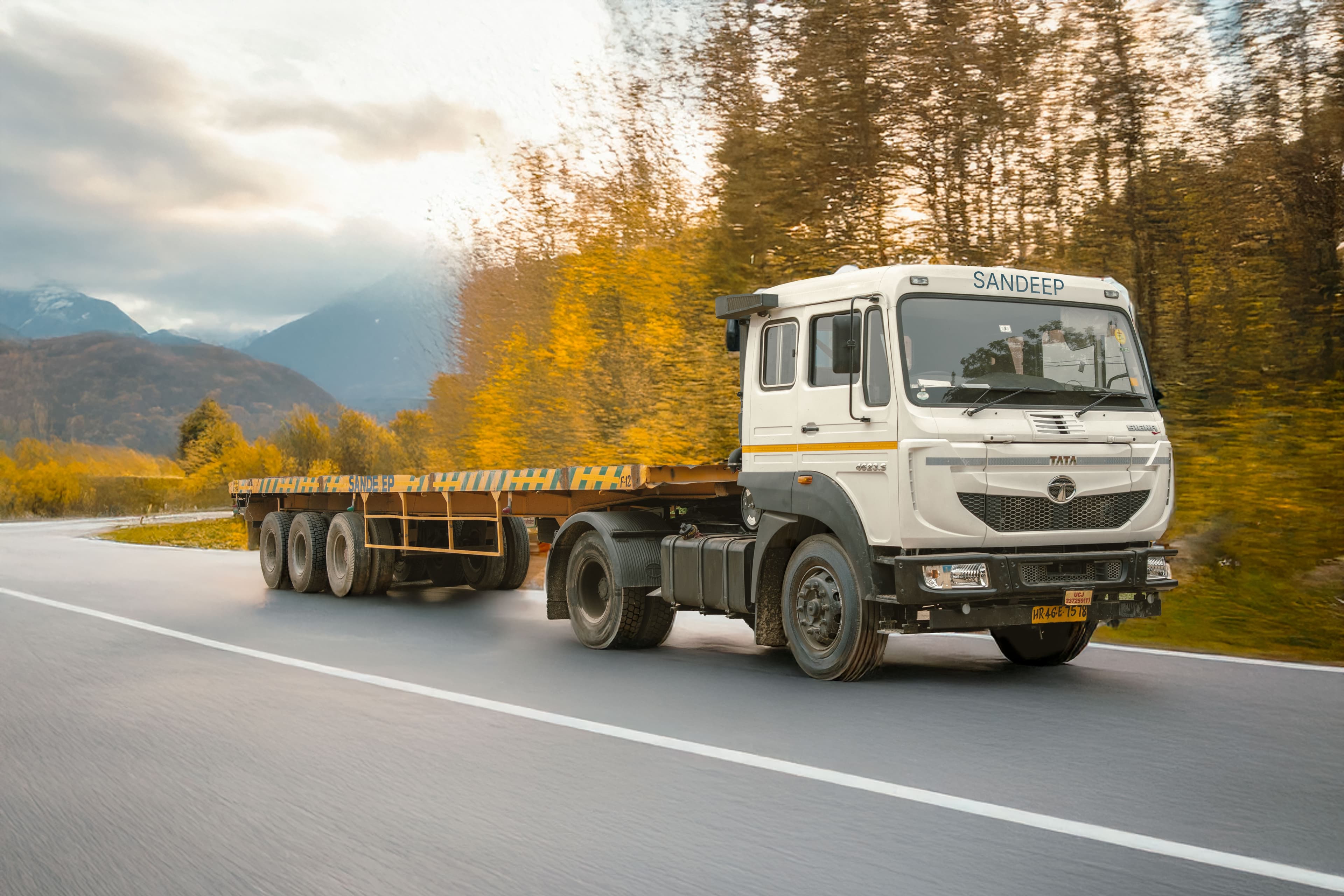 Sandeep Logistics truck on mountain road