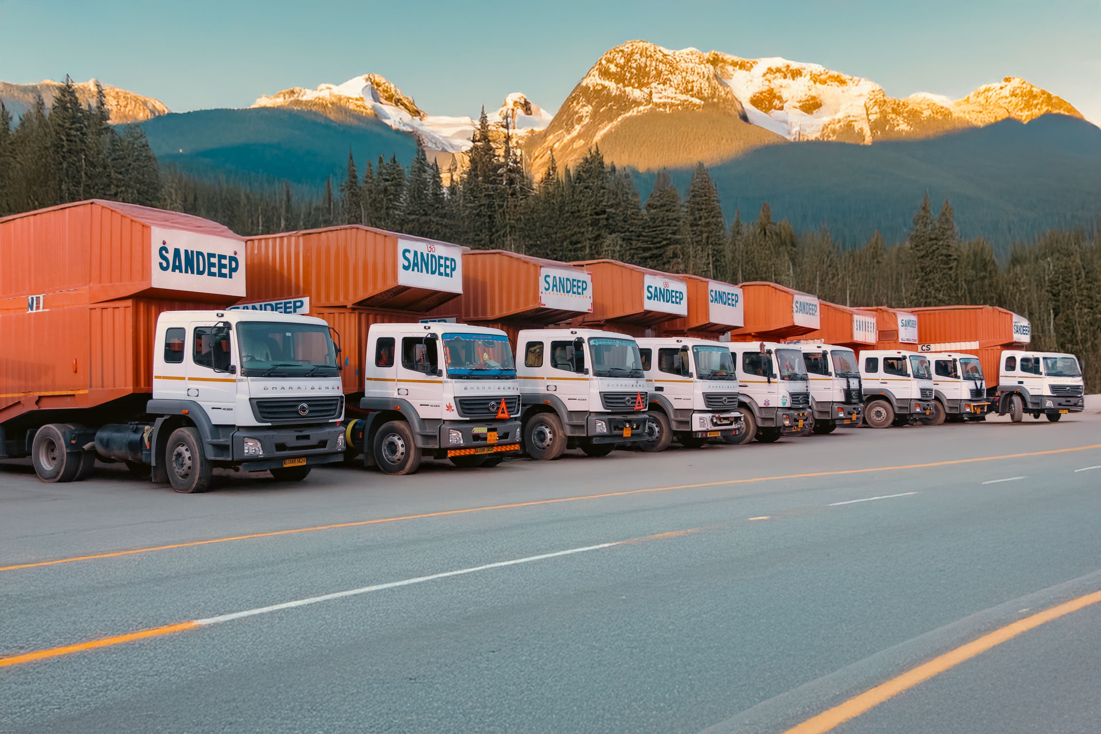 Sandeep Logistics fleet on mountain road